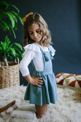 Vintage Blue Faux Suede Pinafore - Aaria Tees