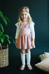 Vintage Pink Faux Suede Pinafore - Aaria Tees