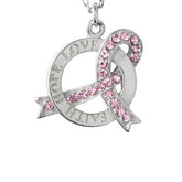 Faith Hope Love Pink Ribbon Pewter Necklace - Aaria Tees