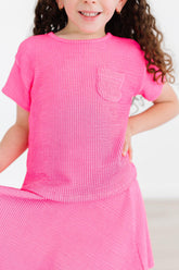 Neon Pink Scrunchy Pocket Tee - Aaria Tees