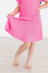 Neon Pink Scrunchy Twirl Skort - Aaria Tees