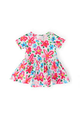 Neon Floral S/S Twirl Bodysuit - Aaria Tees