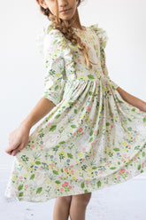 No Bunny Like You 3/4 Sleeve Ruffle Twirl Dress - Aaria Tees