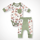Owl Long Sleeve Bodysuit and Pant | Organic Pima Cotton - Aaria Tees