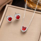 Women's Loving Heart Zircon Light Luxury Minority Design Red Necklaces - Aaria Tees