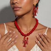 Women's Red Lobster Style Suite Ocean Vacation Exaggerated Necklaces - Aaria Tees