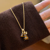 Women's High-grade Golden Zircon Double Tigereye Calabash Pendent Necklaces - Aaria Tees