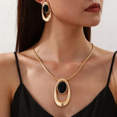 Women's Vintage Oval Three Buckle Charm Creative Refined Exaggerated Necklaces - Aaria Tees