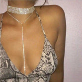 Women's Claw Chain Diamond Long Rhinestone Collar Necklaces - Aaria Tees