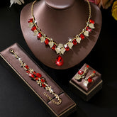 Women's Vintage Water Drop Gem Leaf Clavicle Necklaces - Aaria Tees