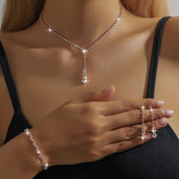 Women's Fashion Light Luxury Zircon Clavicle Chain Design Rhinestone Necklaces - Aaria Tees