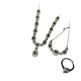 Women's Retro Fashion Suit Emerald Full Diamond Simple High Necklaces - Aaria Tees