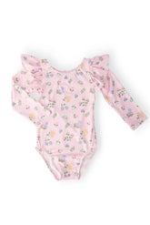 Pastel Petals L/S Flutter Sleeve Leotard - Aaria Tees