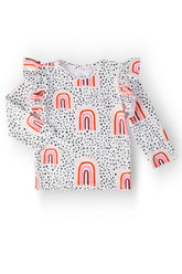 Peach Rainbow L/S Ruffle Tee - Aaria Tees