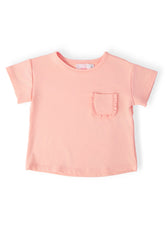 Peach Ruffle Pocket Tee - Aaria Tees