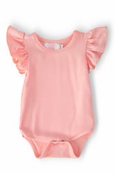 Peach S/S Flutter Bodysuit - Aaria Tees