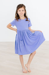 Periwinkle S/S Pocket Twirl Dress - Aaria Tees