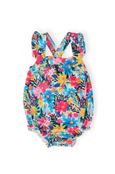 Petal Paradise Ruffle Cross Back Romper - Aaria Tees
