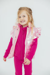 Pink Iridescent Puffer Vest - Aaria Tees