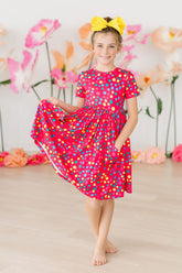 Polka Dot Party S/S Pocket Twirl Dress - Aaria Tees