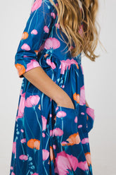 Poppies 3/4 Sleeve Pocket Twirl Dress - Aaria Tees