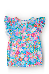 Preppy Floral S/S Ruffle Tee - Aaria Tees