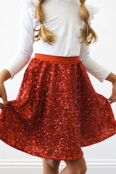 Red Sequin Twirl Skort - Aaria Tees