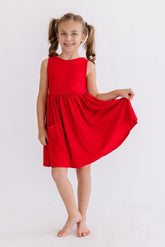 Red Tank Pocket Twirl Dress - Aaria Tees