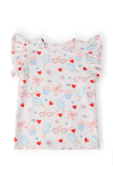 Red, White, & Sweet S/S Ruffle Tee - Aaria Tees