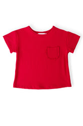 Red Ruffle Pocket Tee - Aaria Tees