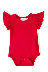 Red S/S Flutter Bodysuit - Aaria Tees