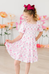 Rose Garden Smocked Ruffle Dress - Aaria Tees