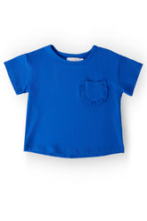 Royal Blue Ruffle Pocket Tee - Aaria Tees