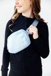 Light Blue Fleece Belt Bag - Aaria Tees