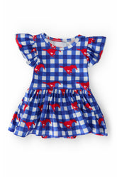 SMU Plaid Mustang Flutter Twirl Bodysuit - Aaria Tees
