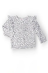 Scattered Dot L/S Ruffle Tee - Aaria Tees