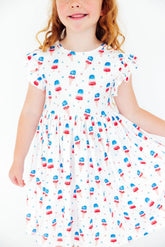Summer Sweets Flutter Sleeve Twirl Dress - Aaria Tees