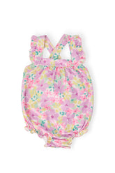 Summer Watercolor Ruffle Cross Back Romper - Aaria Tees