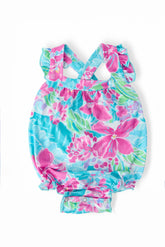 Tropical Punch Ruffle Cross Back Romper - Aaria Tees
