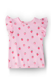Sweet Strawberries S/S Ruffle Tee - Aaria Tees