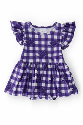 TCU Plaid Frog Flutter Twirl Bodysuit - Aaria Tees