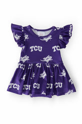 TCU Purple Frog Flutter Twirl Bodysuit - Aaria Tees
