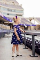 TCU Purple Frog Flutter Twirl Dress - Aaria Tees