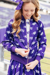 TCU Purple Frog Satin Jacket - Aaria Tees