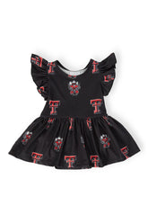 Texas Tech Black Raider Red Flutter Twirl Bodysuit - Aaria Tees