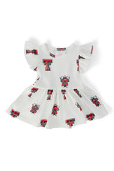 Texas Tech White Raider Red Flutter Twirl Bodysuit - Aaria Tees
