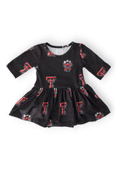 Texas Tech Black Raider Red 3/4 Sleeve Twirl Bodysuit - Aaria Tees