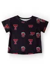 Texas Tech Black Raider Red Ruffle Pocket Tee - Aaria Tees