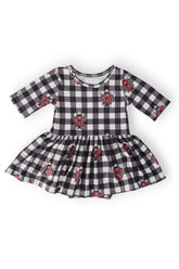 Texas Tech Plaid Raider Red 3/4 Sleeve Twirl Bodysuit - Aaria Tees