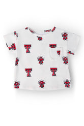 Texas Tech White Raider Red Ruffle Pocket Tee - Aaria Tees